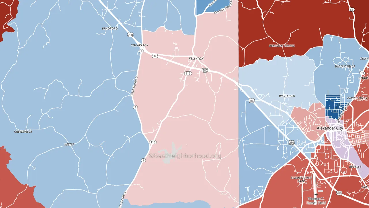 35089, AL block-group political-lean map
