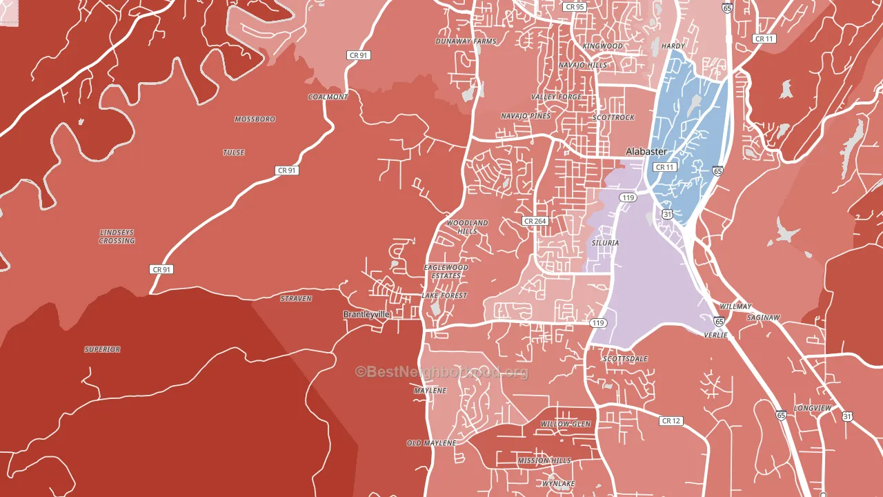 35114, AL block-group political-lean map