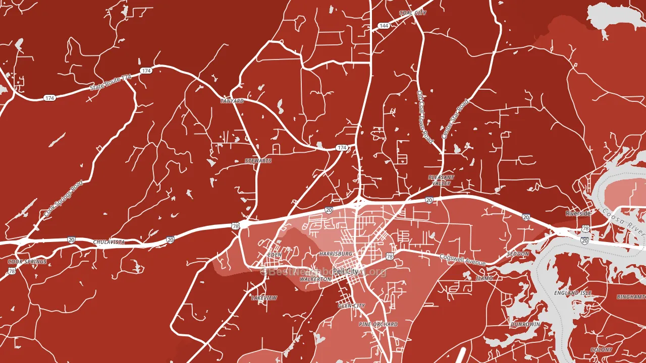 35125, AL block-group political-lean map