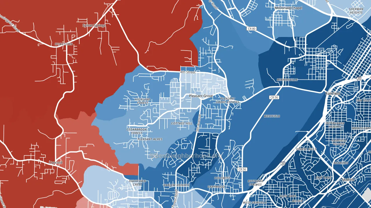 35127, AL block-group political-lean map