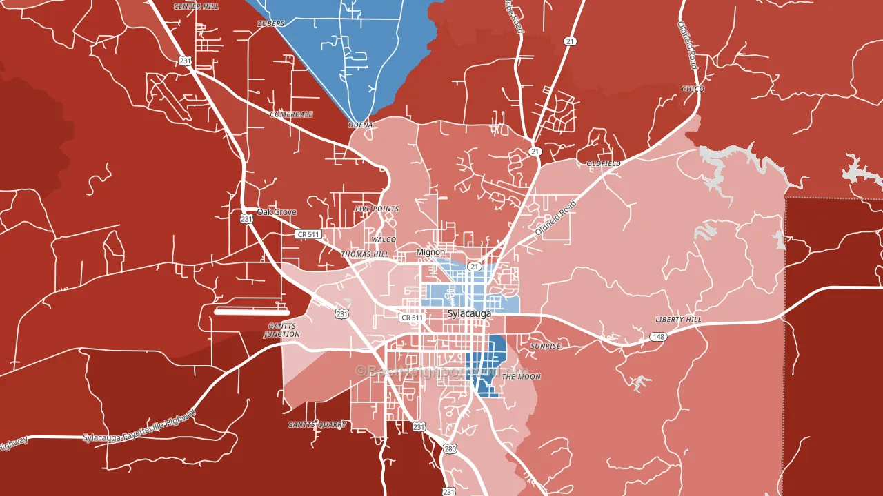 35150, AL block-group political-lean map