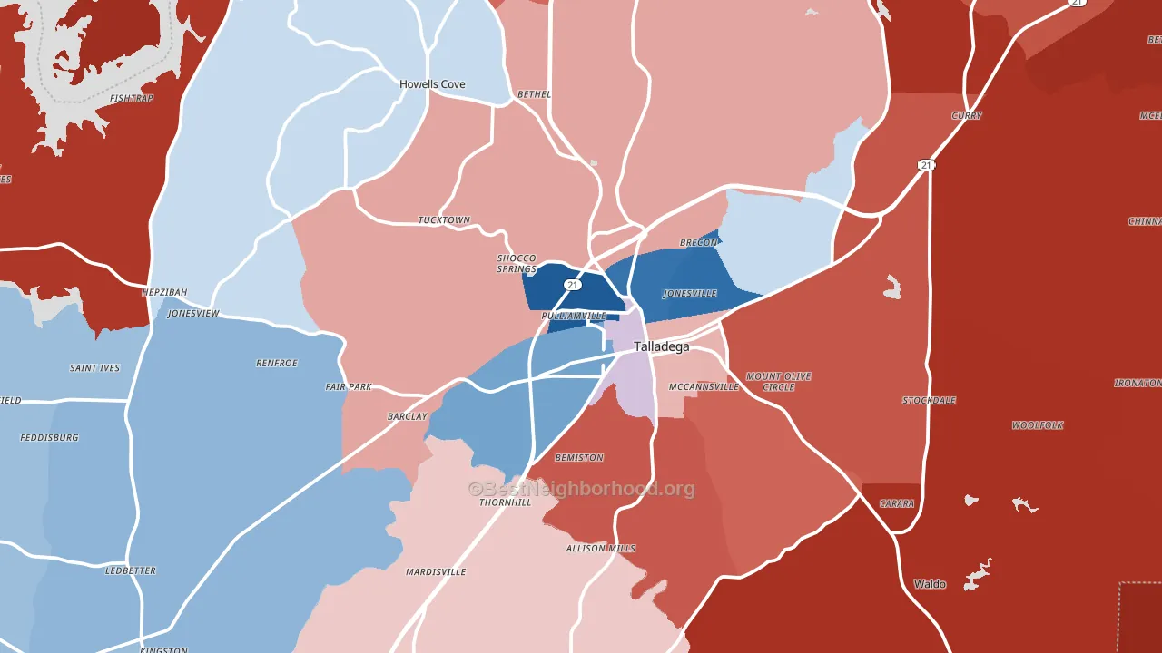 35160, AL block-group political-lean map