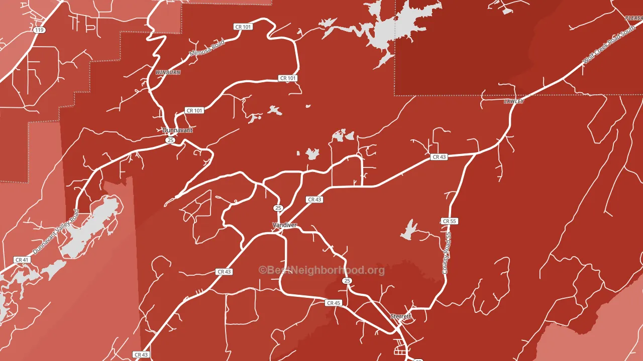 35176, AL block-group political-lean map