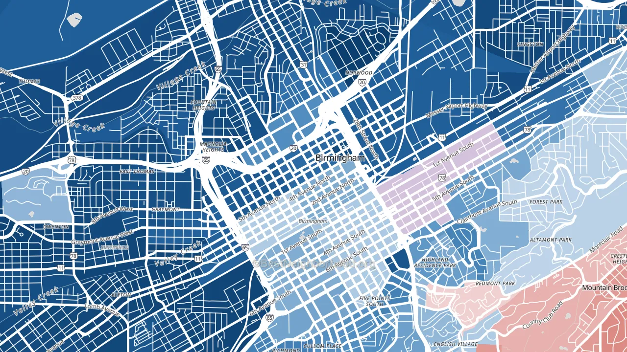 35203, AL block-group political-lean map