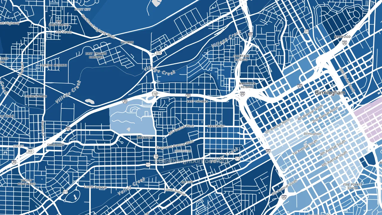 35204, AL block-group political-lean map
