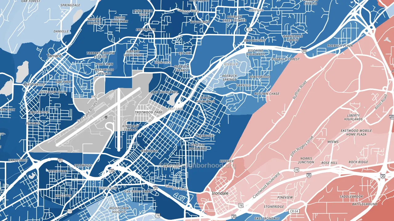 35206, AL block-group political-lean map