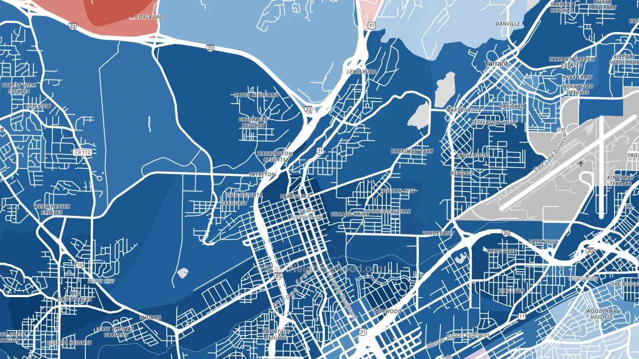 35207, AL block-group political-lean map