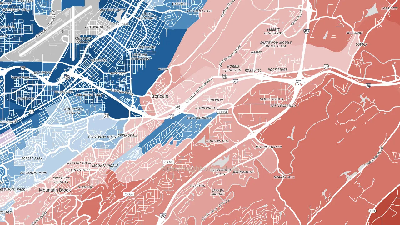 35210, AL block-group political-lean map
