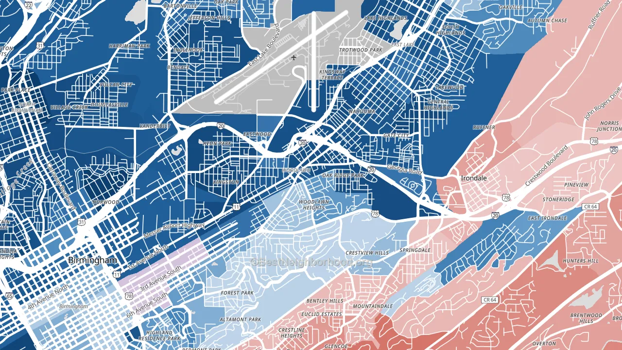 35212, AL block-group political-lean map