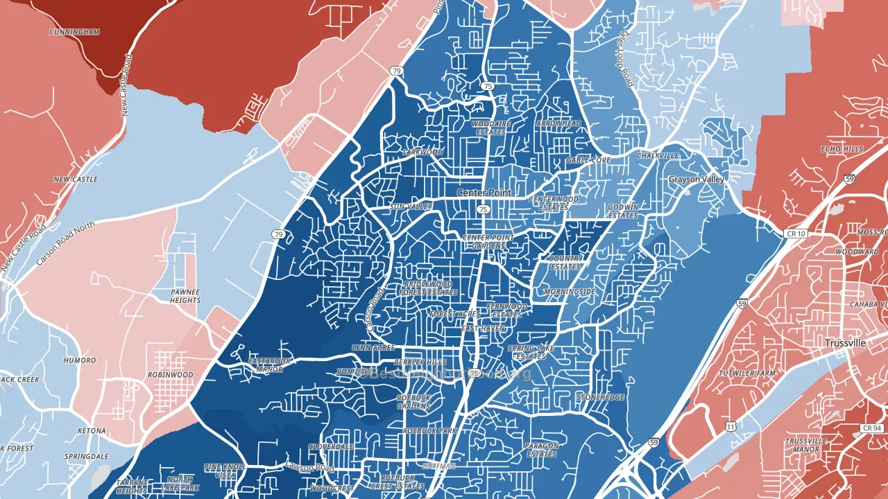 35215, AL block-group political-lean map