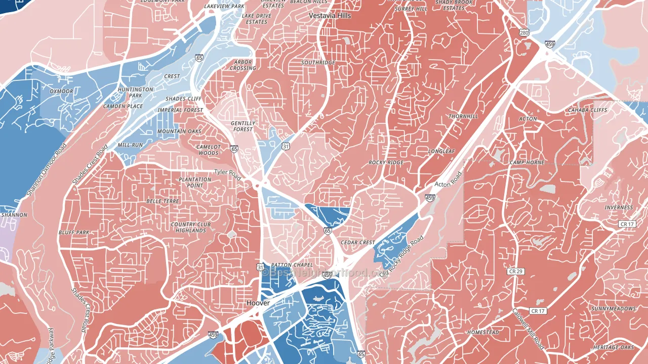 35216, AL block-group political-lean map