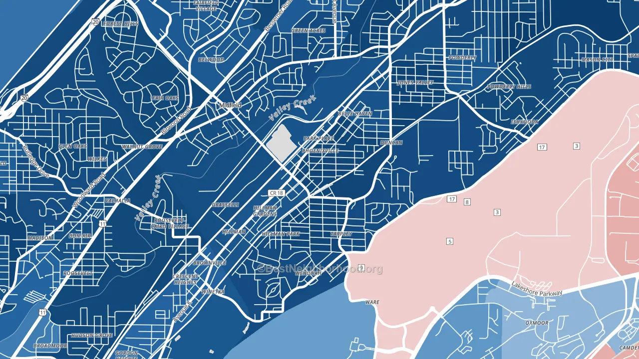 35221, AL block-group political-lean map