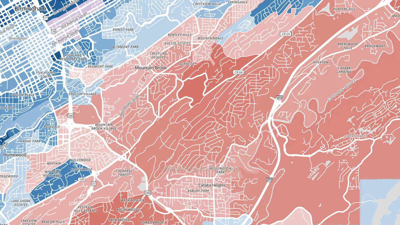 35223, AL block-group political-lean map