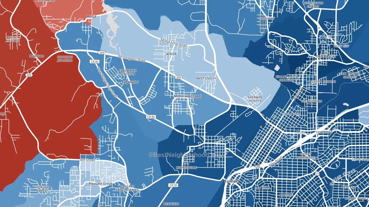 35224, AL block-group political-lean map