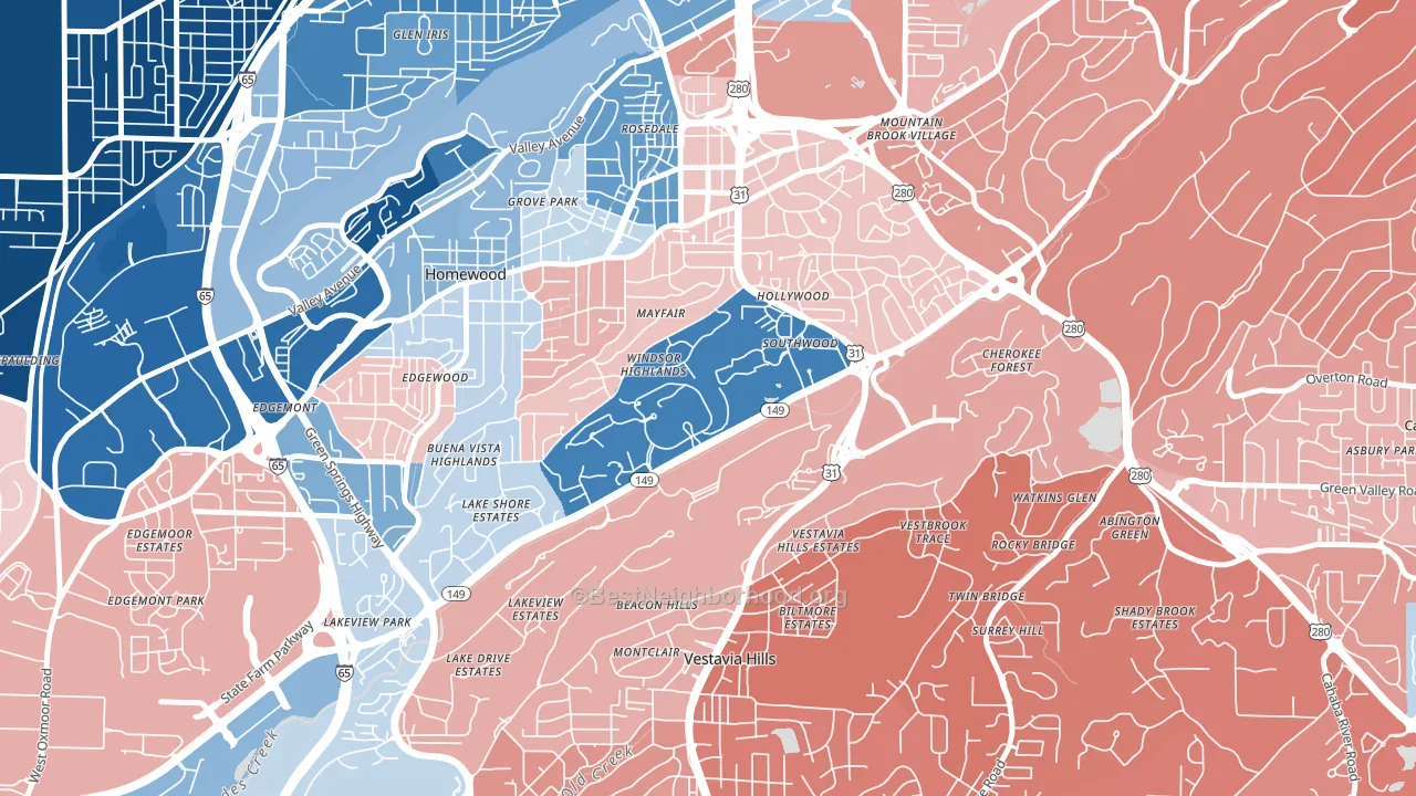 35229, AL block-group political-lean map