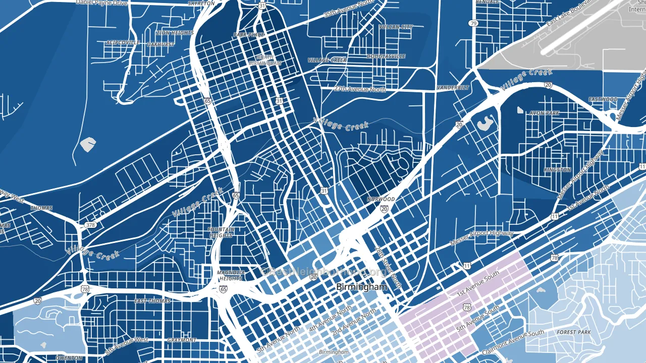 35234, AL block-group political-lean map