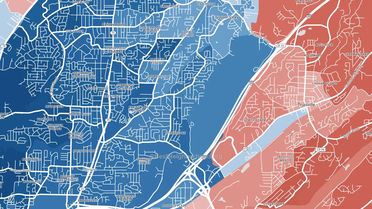 35235, AL block-group political-lean map