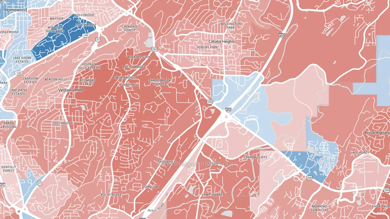 35243, AL block-group political-lean map