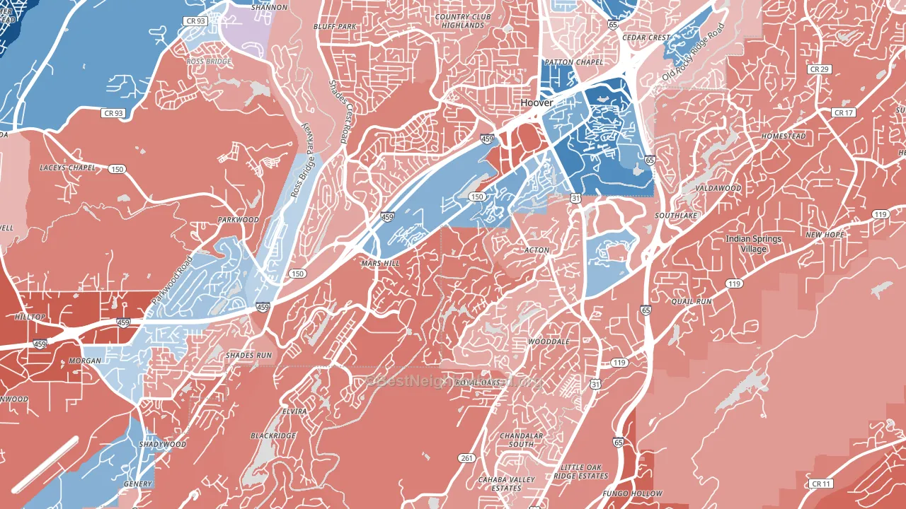 35244, AL block-group political-lean map
