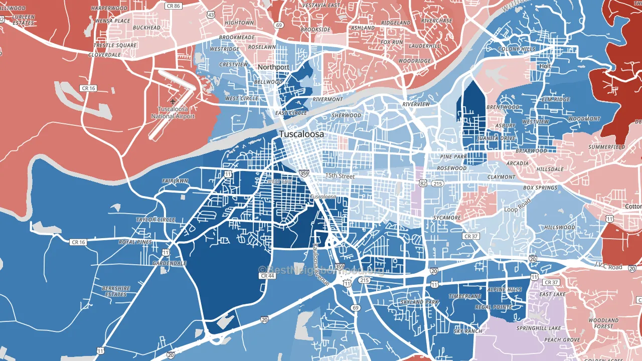 35401, AL block-group political-lean map