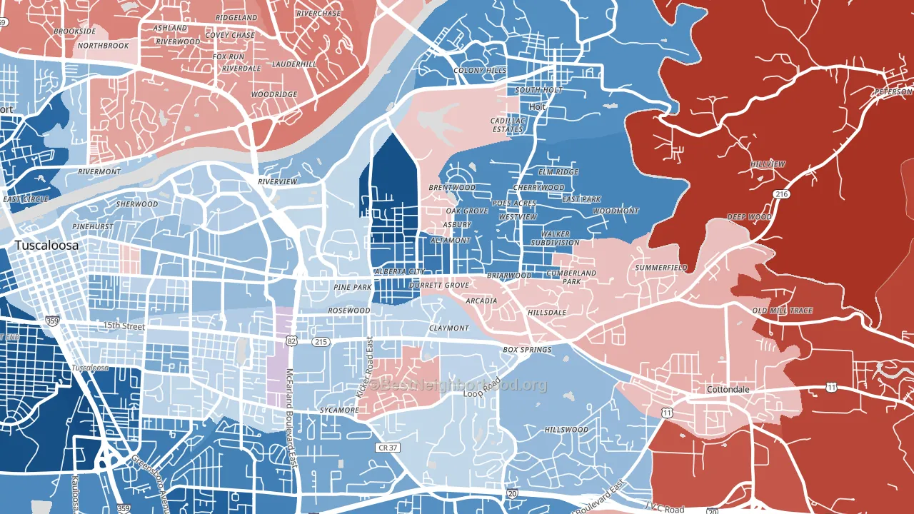 35404, AL block-group political-lean map