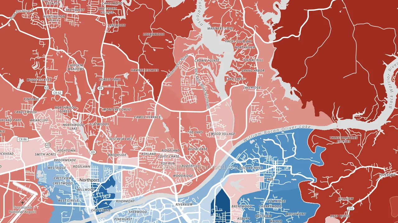 35406, AL block-group political-lean map