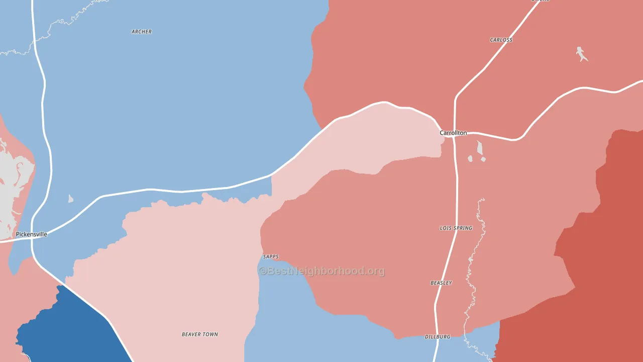35447, AL block-group political-lean map