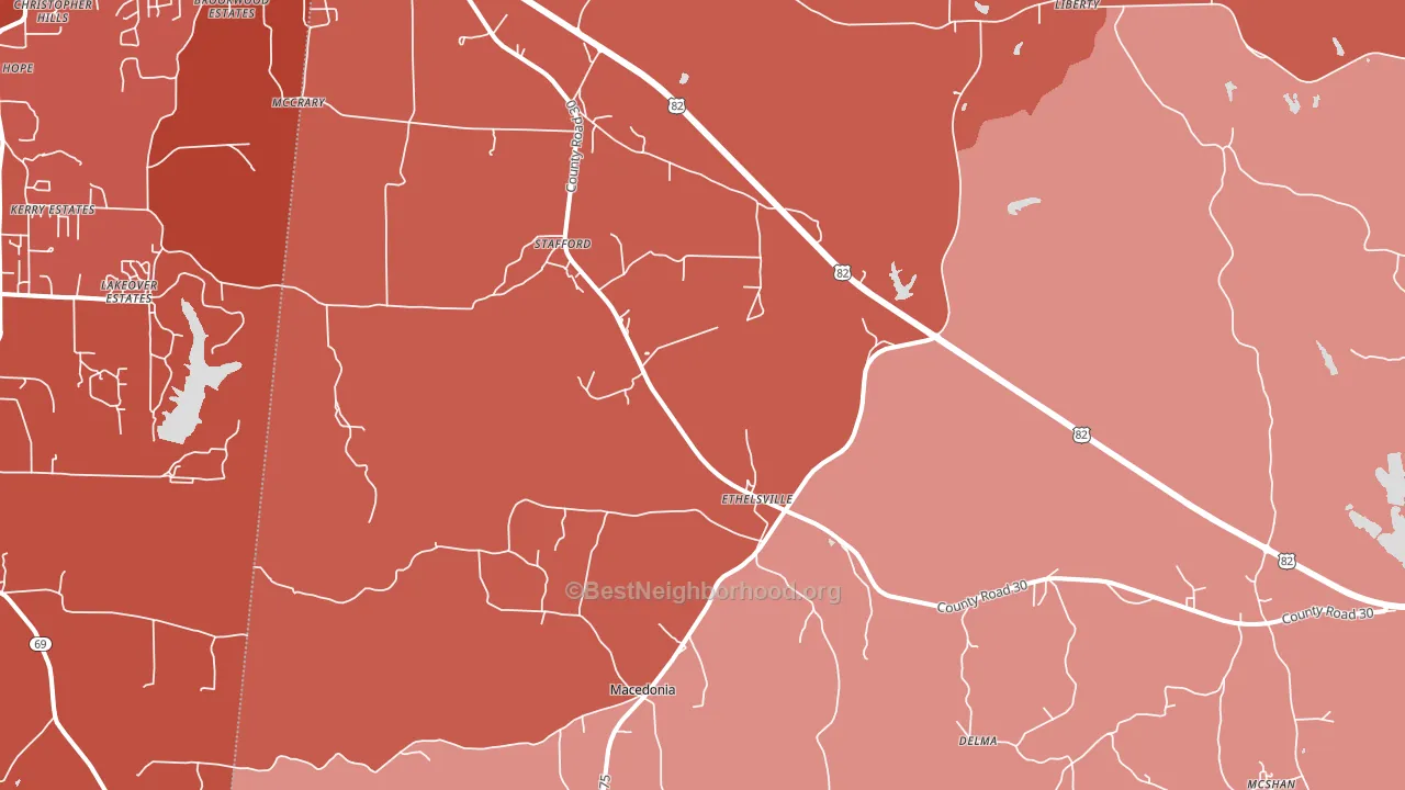 35461, AL block-group political-lean map