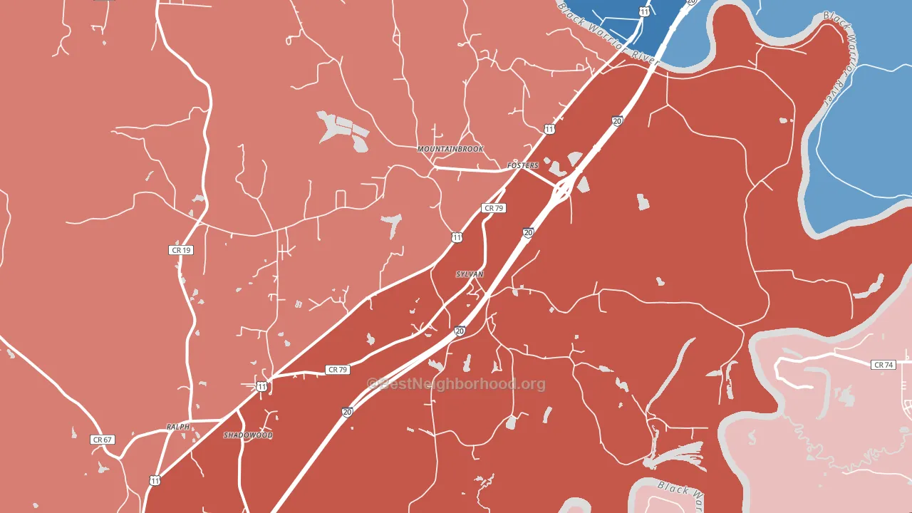 35463, AL block-group political-lean map