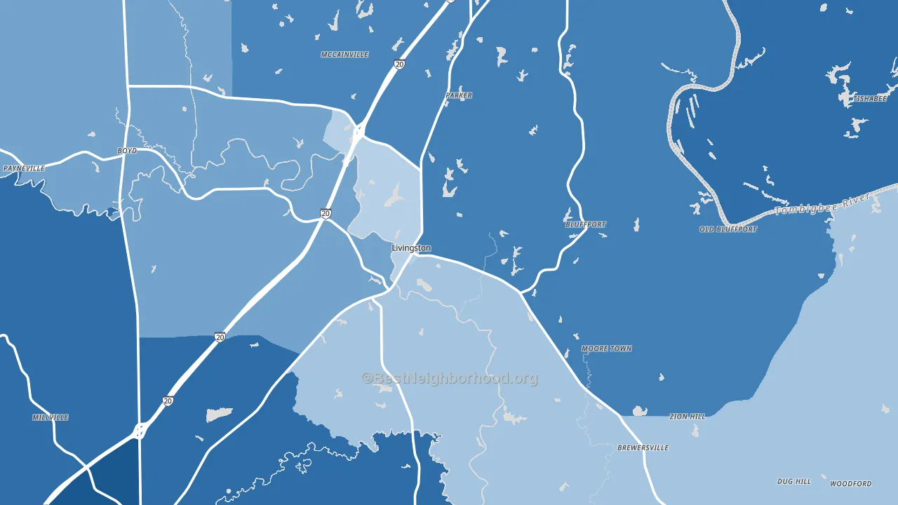 35470, AL block-group political-lean map