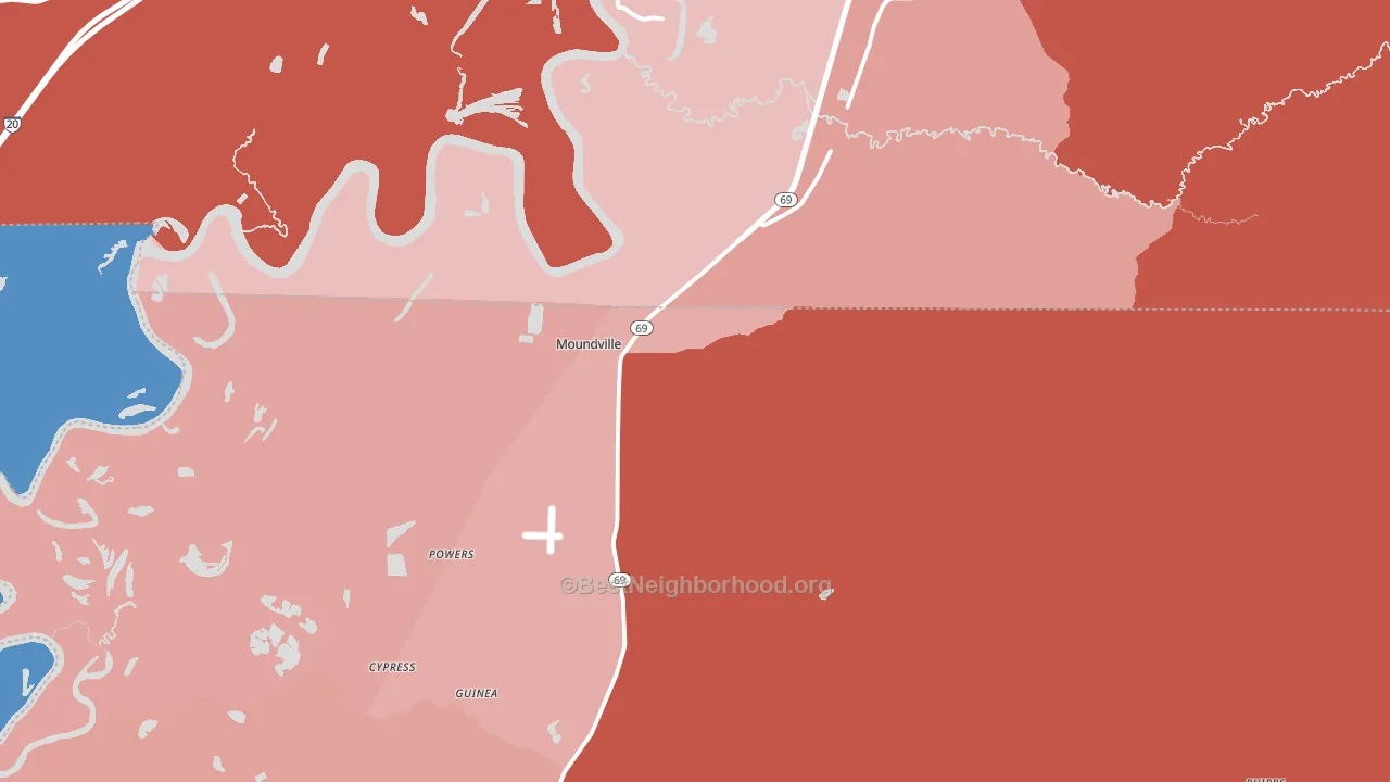 35474, AL block-group political-lean map
