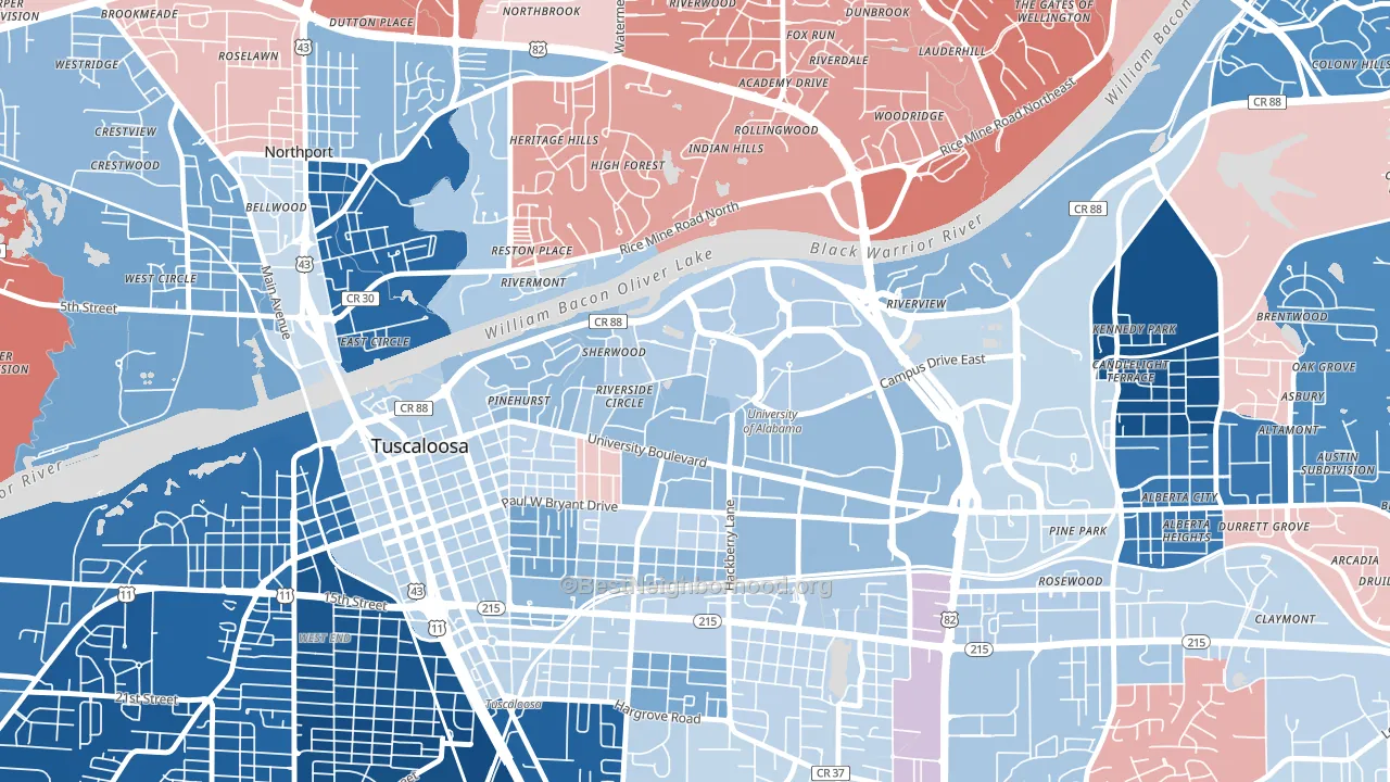 35487, AL block-group political-lean map