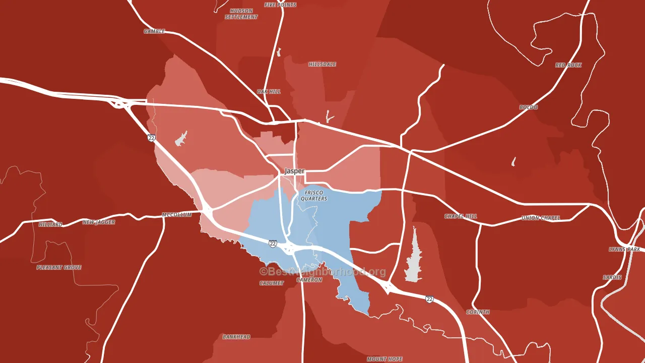 35501, AL block-group political-lean map