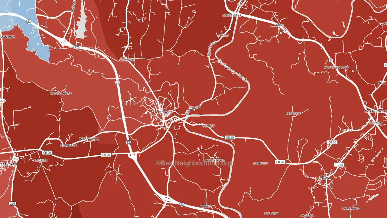 35550, AL block-group political-lean map