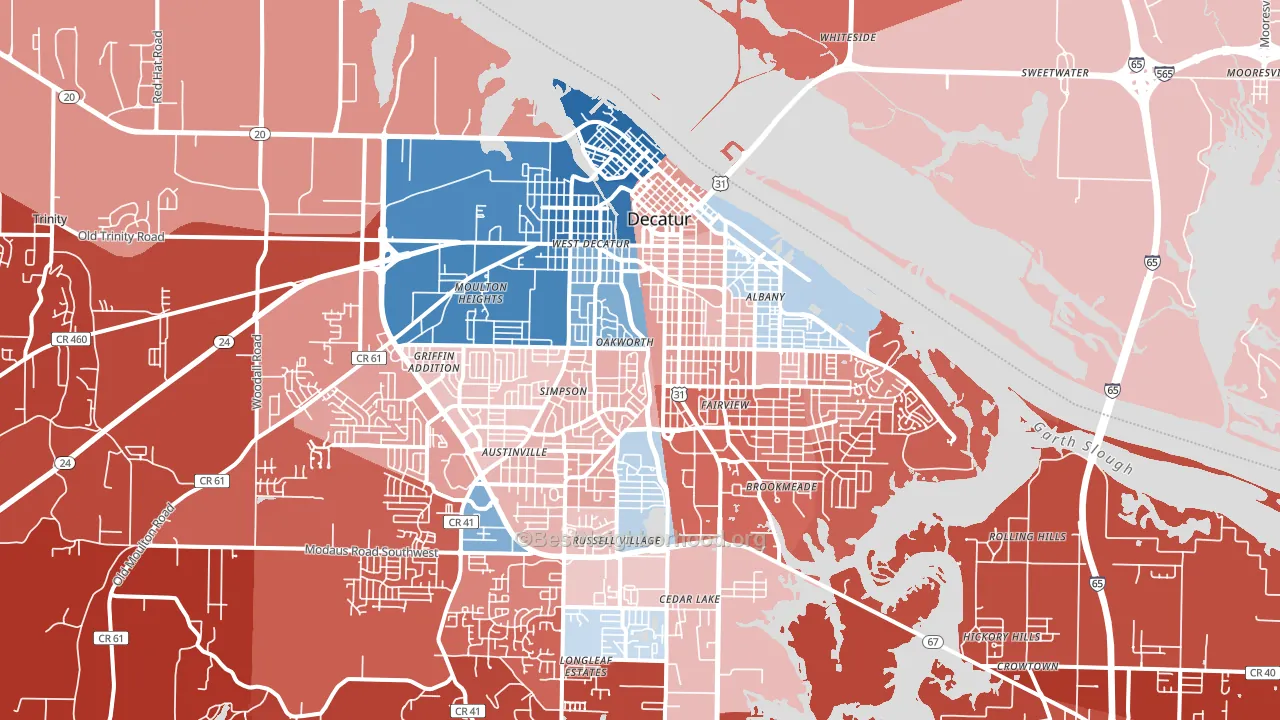 35601, AL block-group political-lean map