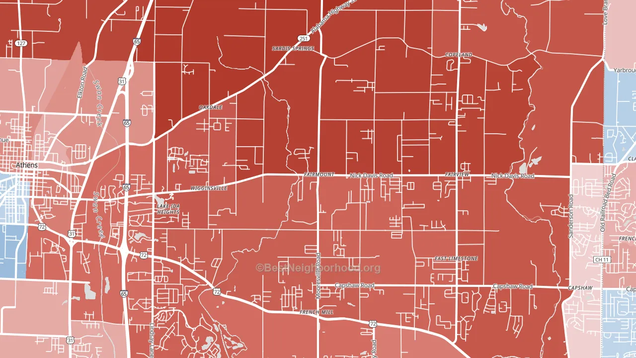 35613, AL block-group political-lean map
