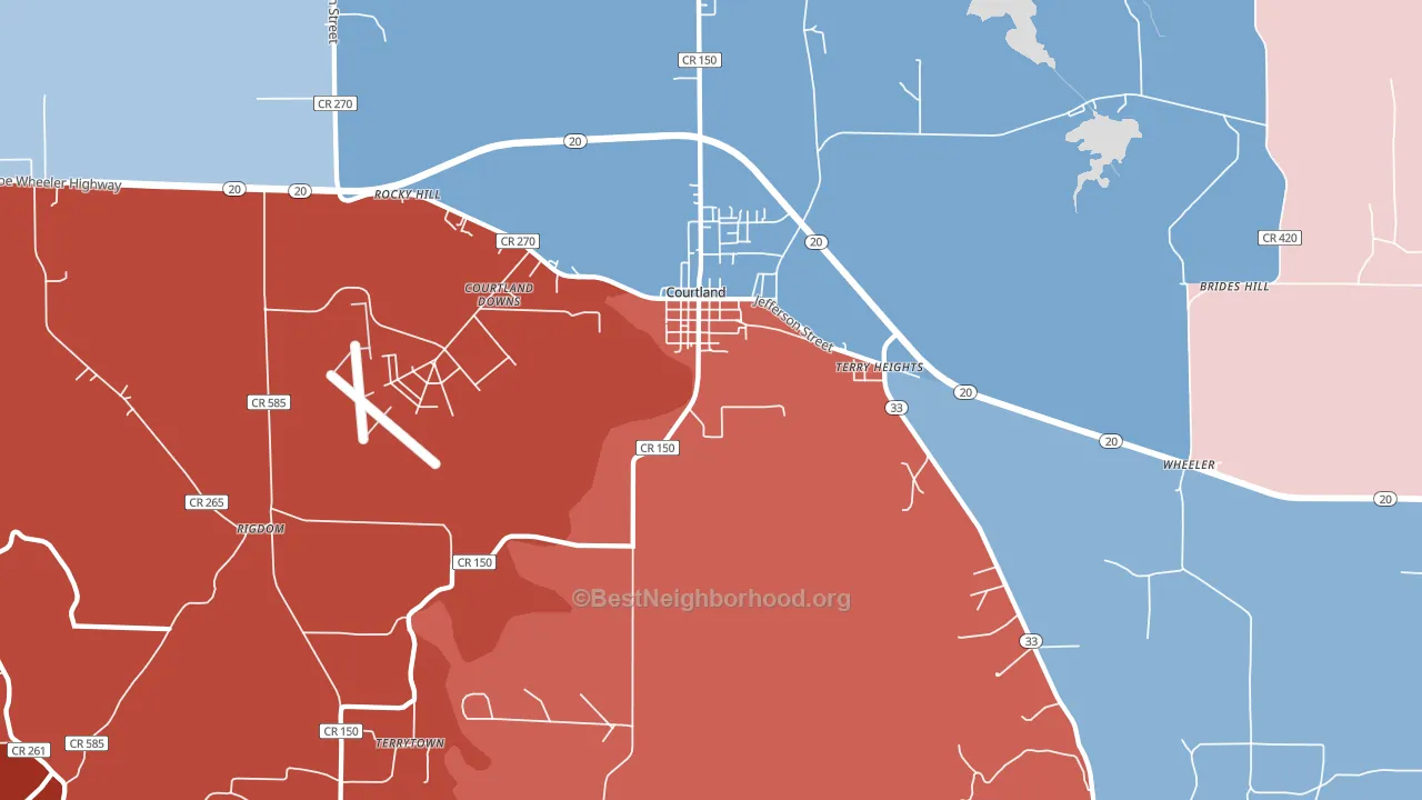 35618, AL block-group political-lean map