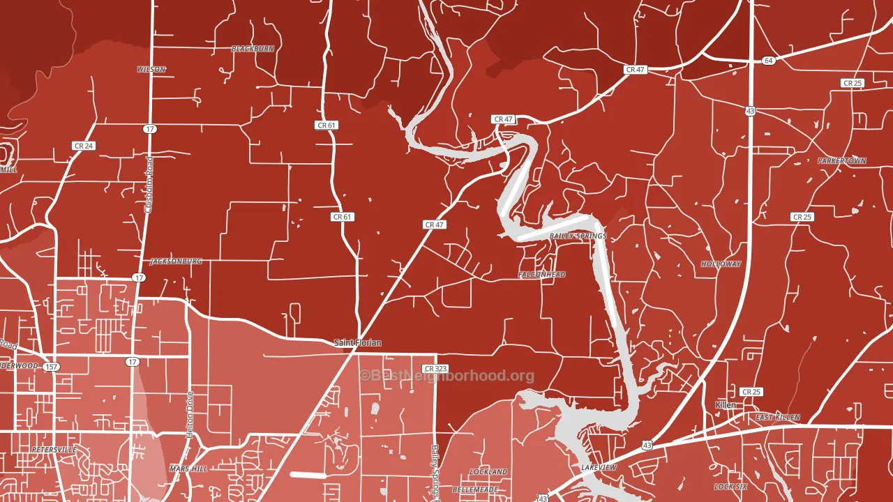 35634, AL block-group political-lean map