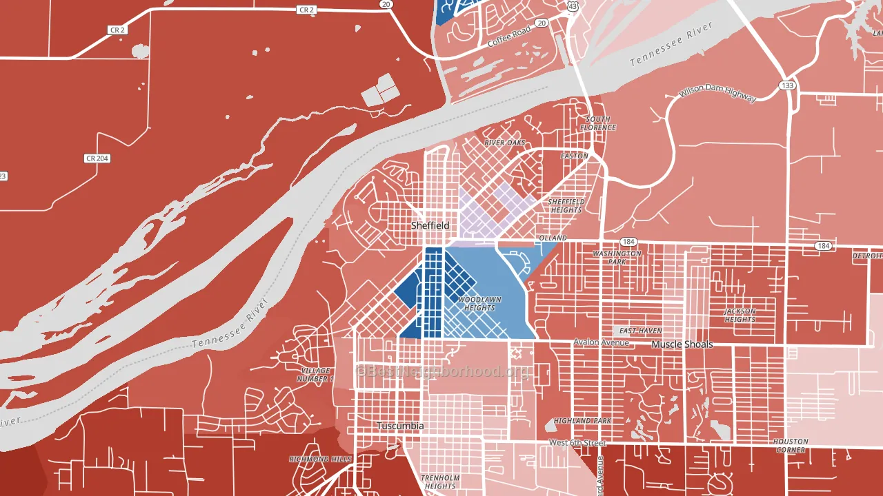 35660, AL block-group political-lean map