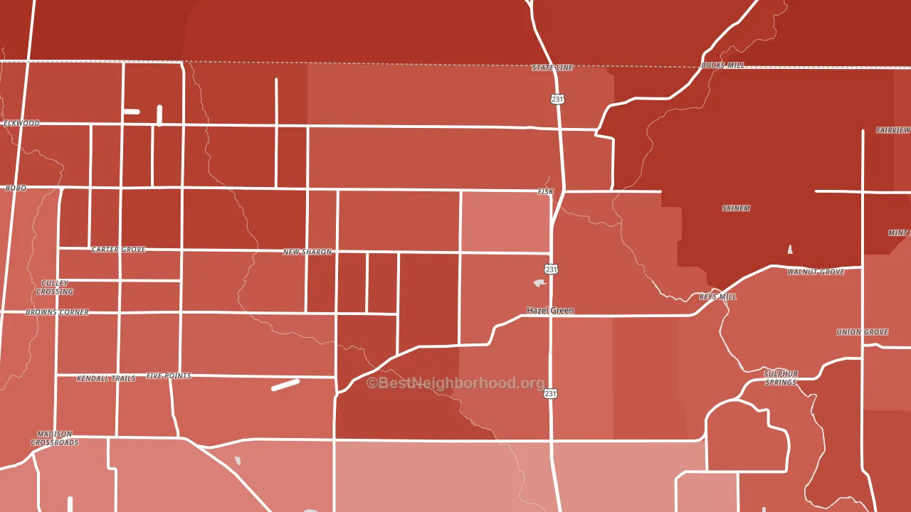 35750, AL block-group political-lean map