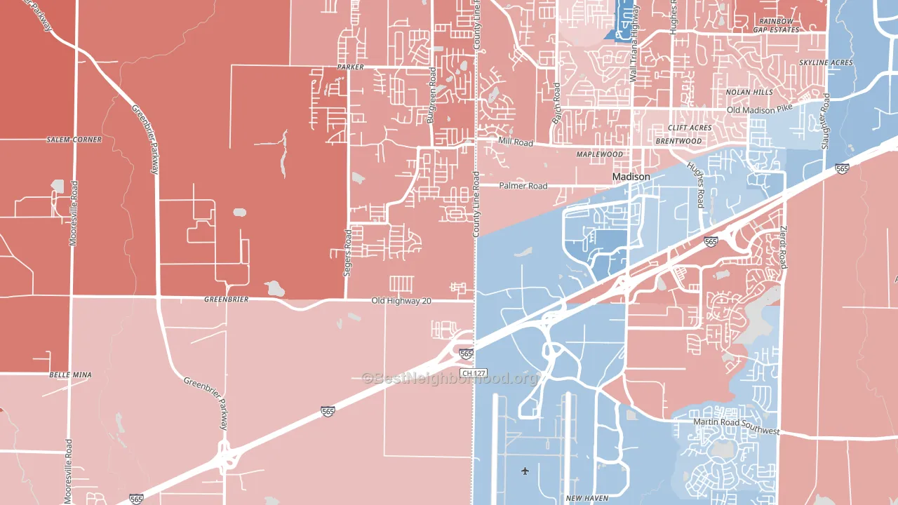 35756, AL block-group political-lean map