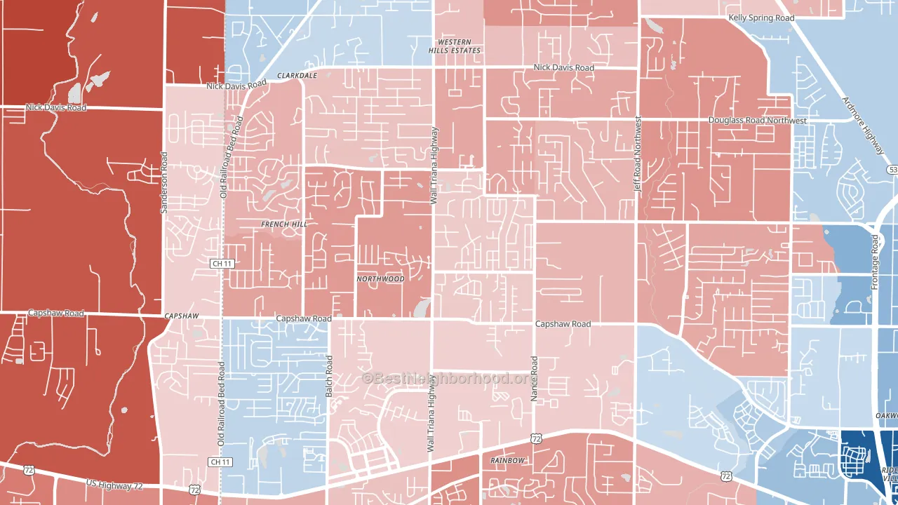 35757, AL block-group political-lean map