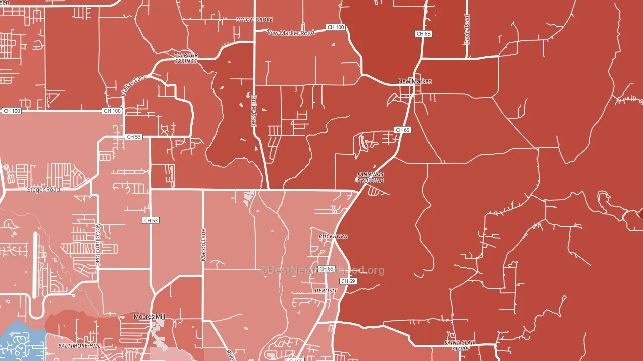 35761, AL block-group political-lean map