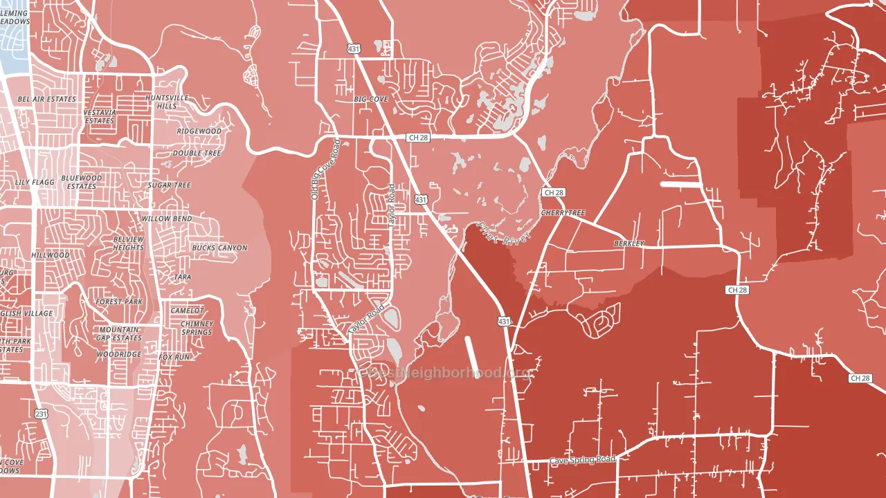 35763, AL block-group political-lean map