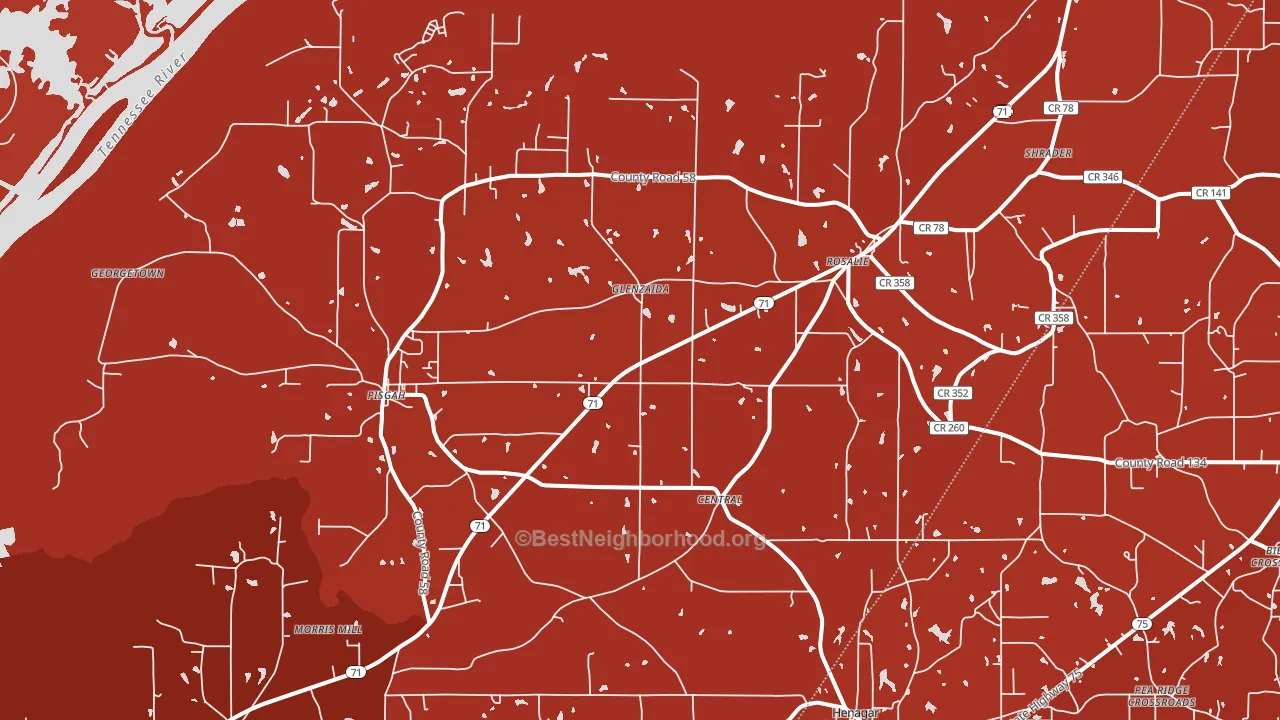 35765, AL block-group political-lean map