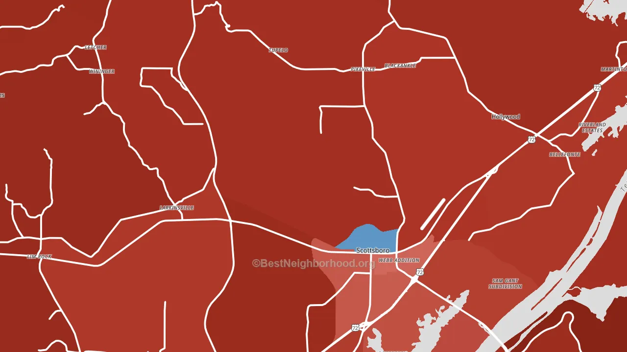 35768, AL block-group political-lean map
