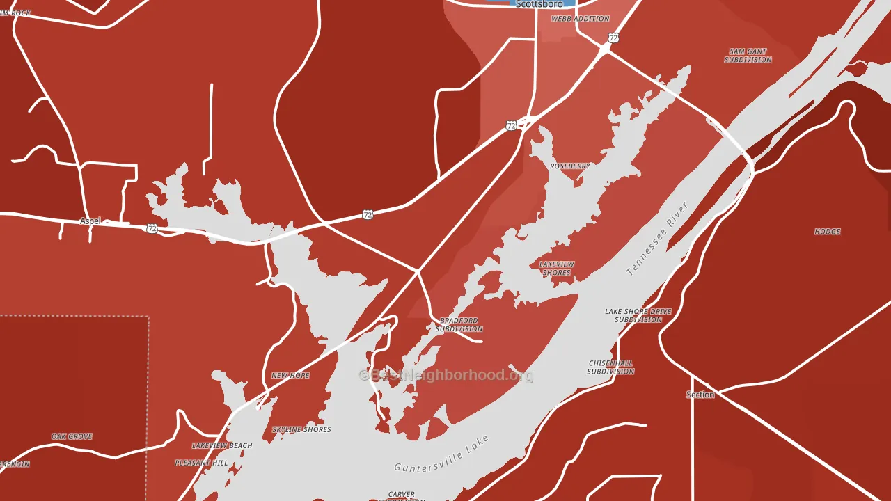 35769, AL block-group political-lean map