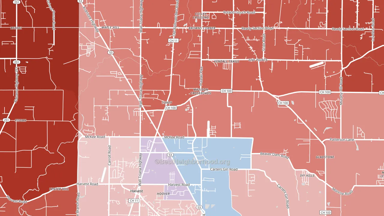 35773, AL block-group political-lean map