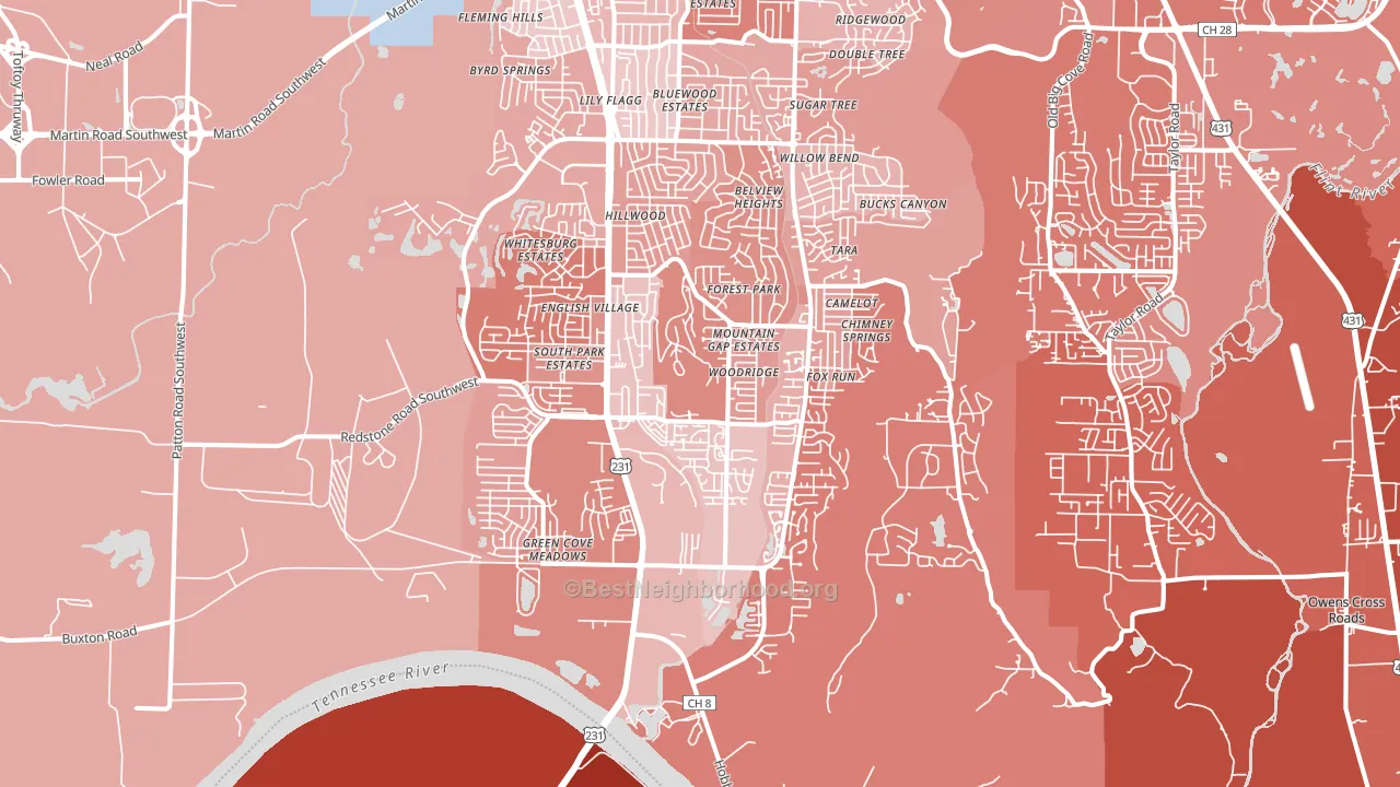 35803, AL block-group political-lean map