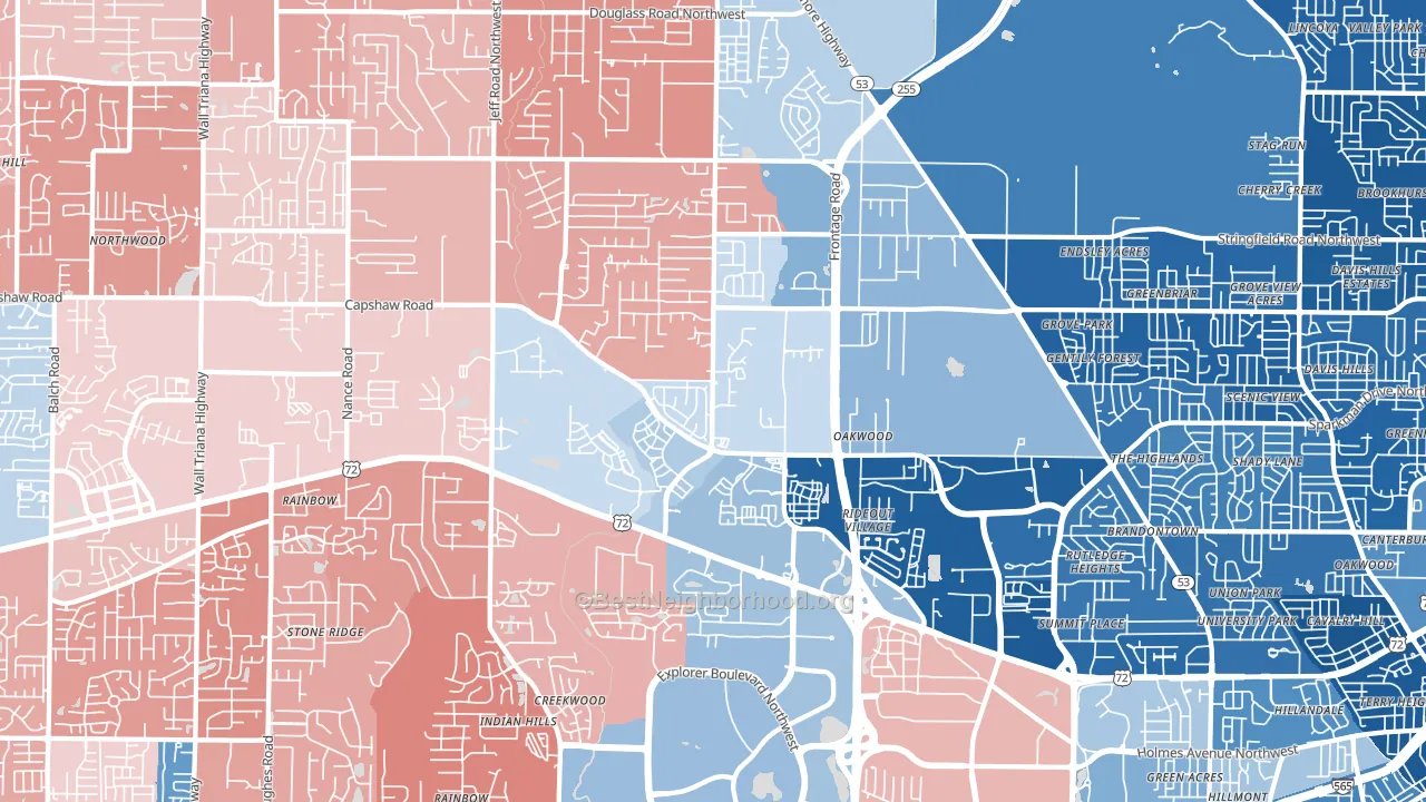 35806, AL block-group political-lean map